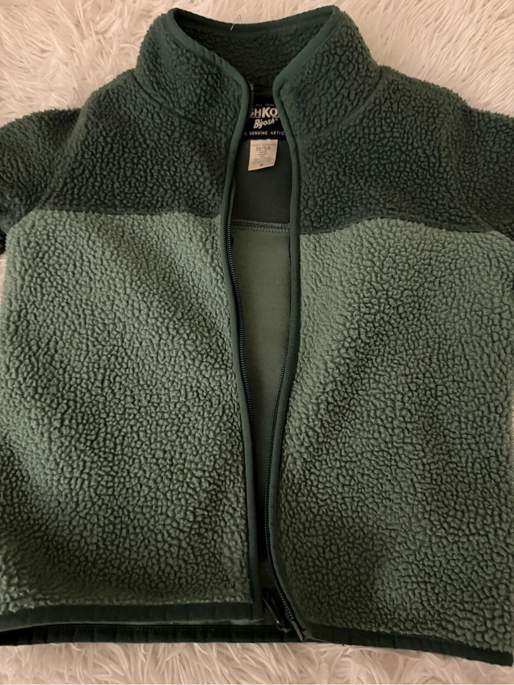 OshKosh B'gosh 5T Green Sherpa Fleece Zip Jacket Toddler